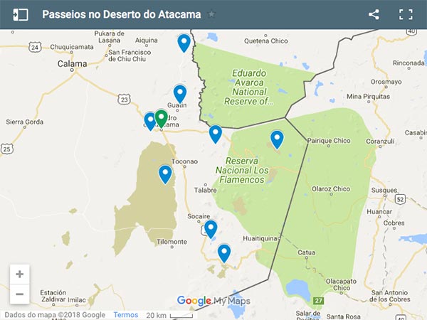 Localização dos Melhores Passeios no Deserto do Atacama