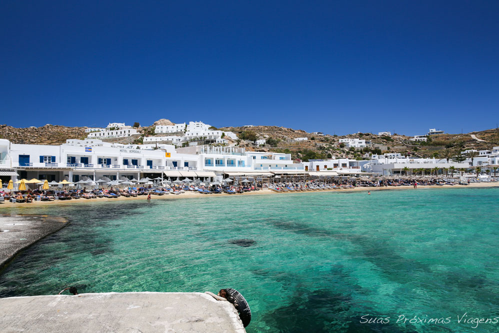 Praia de Psarou na Ilha de Mykonos Grecia