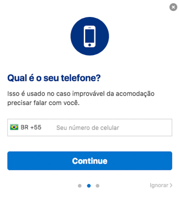 Preencha seu telefone em como reservar o hotel
