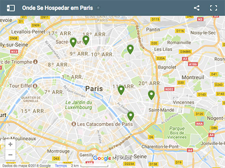 Localização dos Hotéis recomendados em Onde se Hospedar em Paris