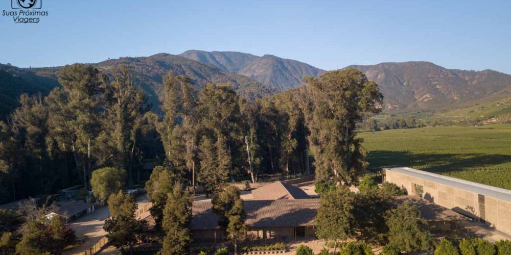 Vista aerea da Viña Neyen no Chile